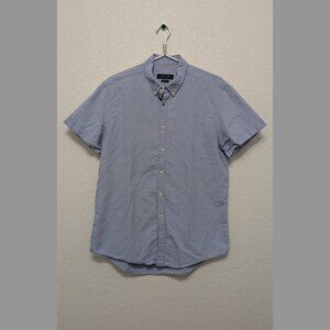 Zara Man Short Sleeve Blue Oxford Button Down shirt, size M-L